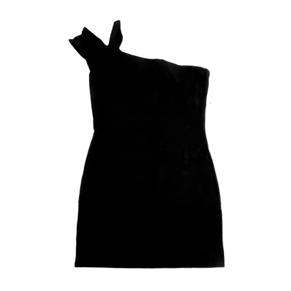 NEW Susana Monaco Revolve Black One Shoulder Bodycon Mini Stretch Jersey Dress S